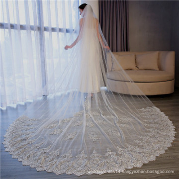 Veil Muslim hijab Luxury 3.5*3m Wedding Accessory tulle long veils wedding cathedral long lace veil 2019